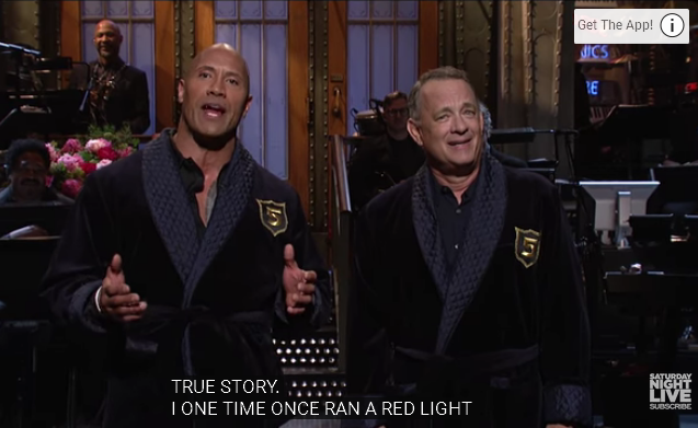 The Rock (on SNL):
I one time ran a red light...